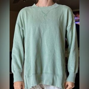 Aerie Light Mint Green Color Sweatshirt Slit Crew Neck XS